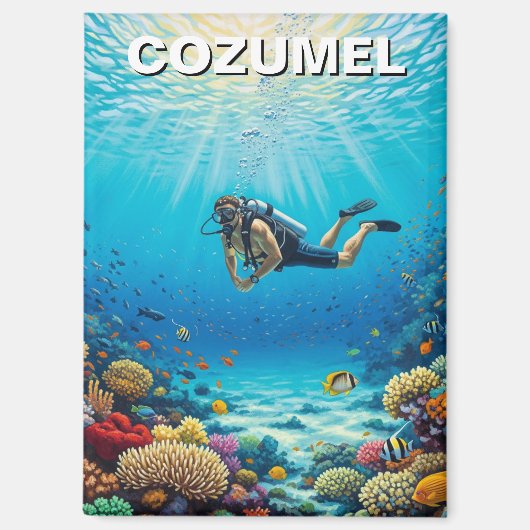 Diver in Cozumel Mexico Travel マグネット (正面)