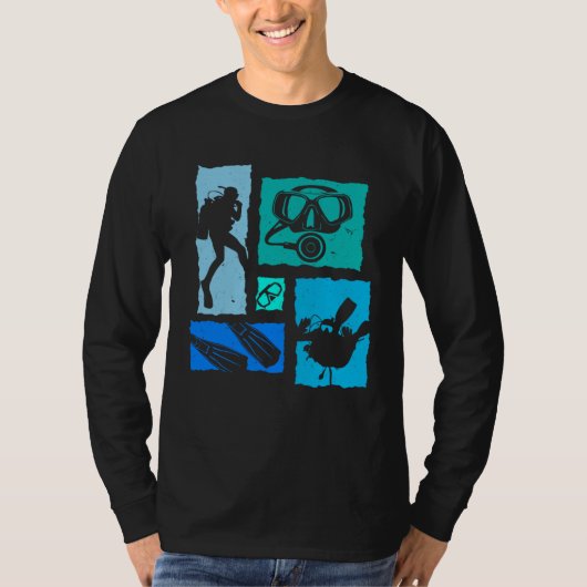 Diver Retro Diving Goggles Diving Suit Vintage Tシャツ (正面)