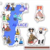 Divers costumes d'Alsace, France シール (正面)