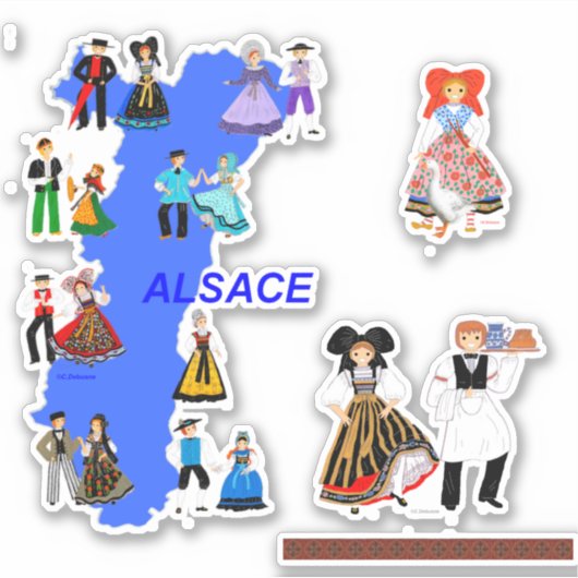 Divers costumes d'Alsace, France シール (正面)