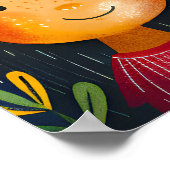 Diverse Happy Children Floral Pattern Illustration ポスター (角)