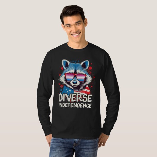 Diverse Independence  Raccoon Bigender Sunglasses  Tシャツ (正面フル)