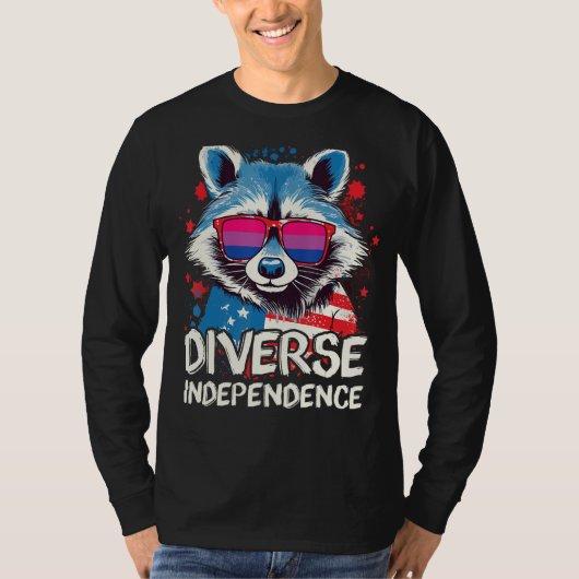 Diverse Independence Raccoon Bisexual Sunglasses F Tシャツ (正面)