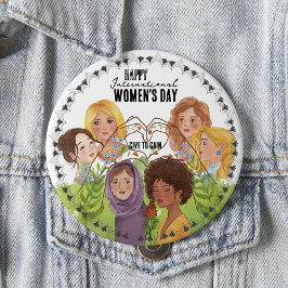 Diverse watercolor portraits | Give To Gain 缶バッジ