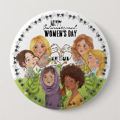 Diverse watercolor portraits | Give To Gain 缶バッジ (正面)