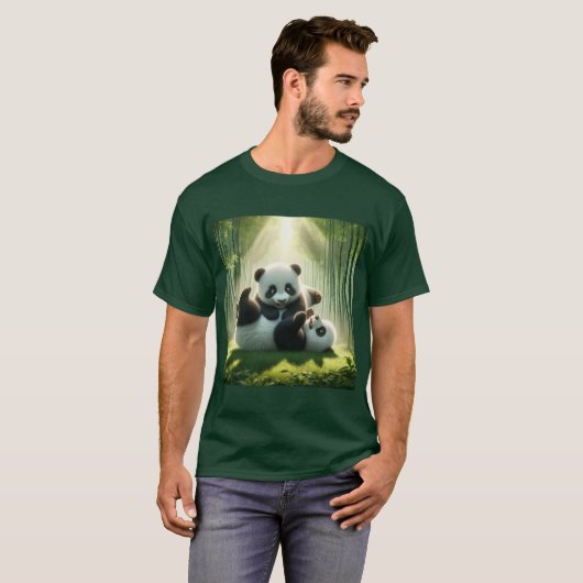 Diversión Pandástica: Ositos Panda Jugando Tシャツ (正面フル)