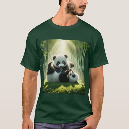 Diversión Pandástica: Ositos Panda Jugando Tシャツ (正面)