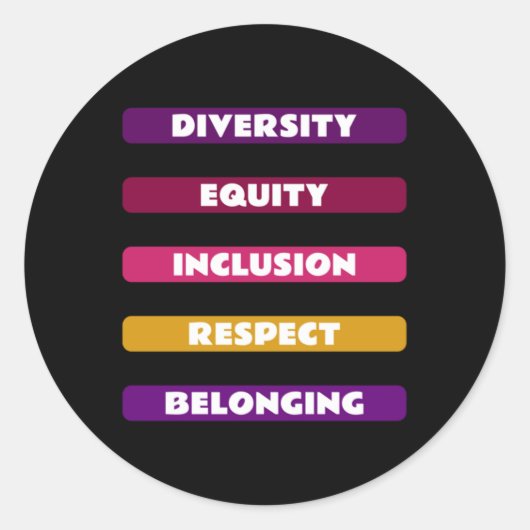 Diversity Equity Inclusion Respect Belonging Pack ラウンドシール (正面)