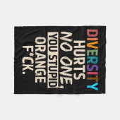 Diversity Hurts You Stud Orange Fck Funny Slogan  フリースブランケット (正面(横))