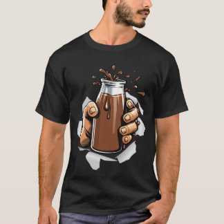 divertido vaso de leche achocolatada  tシャツ