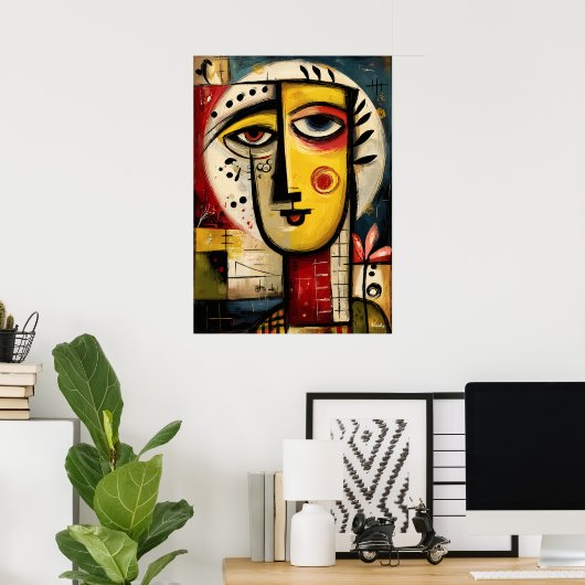 Divided Presence — Contemporary Abstract  ポスター (ホームオフィス)