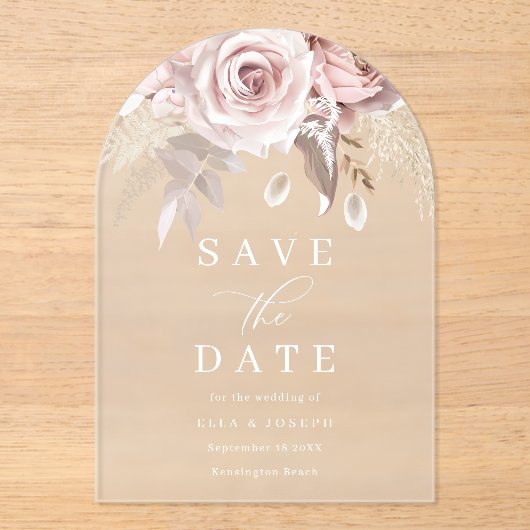 Divine Blush Floral Wedding Save The Date アクリル招待状 (正面)