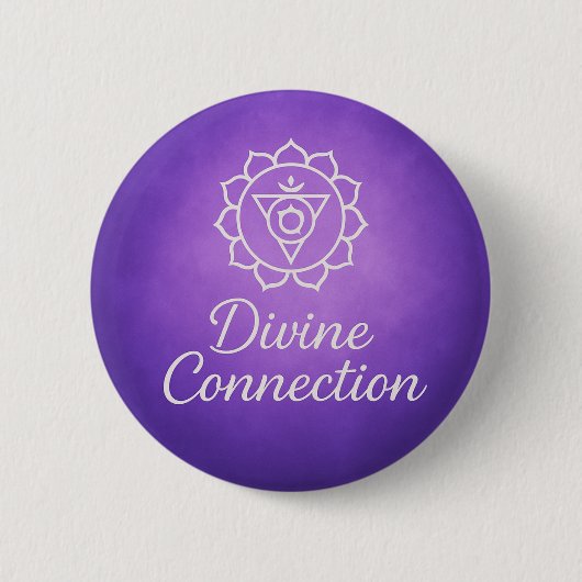 Divine Connection Crown Chakra Spiritual Energy 缶バッジ (正面)