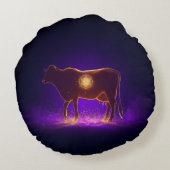 Divine Cow Silhouette | Govardhan Puja Spiritual ラウンドクッション (裏面)