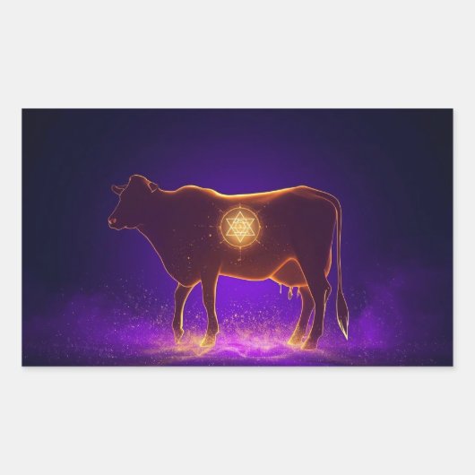 Divine Cow Silhouette | Govardhan Puja Spiritual 長方形シール (正面)