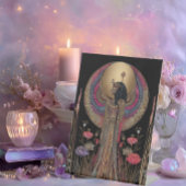 Divine Egyptian Goddess Isis Rainbow Gold on Black 台座サイン