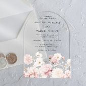 Divine Elegant Blush & White Floral Wedding アクリル招待状