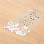 Divine Elegant Blush & White Floral Wedding アクリル招待状 (レイダウン)