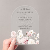 Divine Elegant Blush & White Floral Wedding アクリル招待状 (インサイチュ (ポータブル))