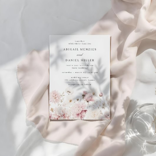 Divine Elegant Blush & White Floral Wedding 招待状