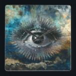 Divine Eye Wall Clock スクエア壁時計<br><div class="desc">The All-Seeing Eye,  or Eye of Providence,  symbolizes divine omniscience,  protection,  and moral oversight,  representing a higher power that watches over humanity. This unique pattern was made by the polymer clay & mixed media artist Deborah K using AI.</div>