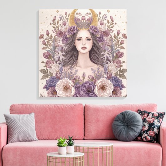 Divine Feminine Boho Wall Art | Sacred キャンバスプリント (インサイチュ (リビング))