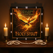 Divine Flame Holy Spirit Phoenix Mark 11:24 Verse スクエア壁時計