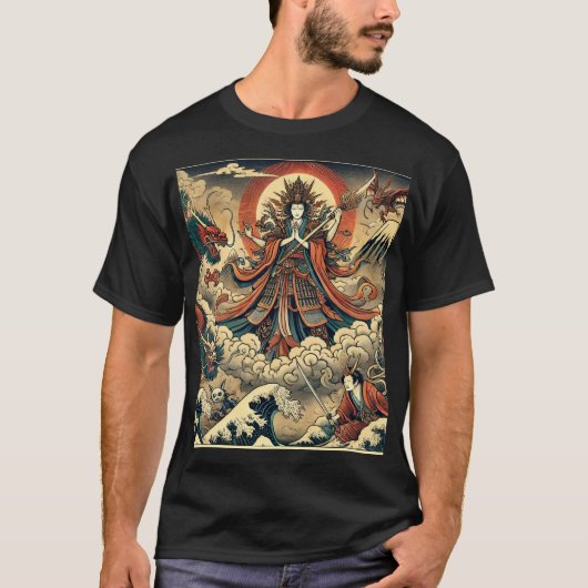 Divine Goddess & Dragons - Ukiyo-e Myth Tシャツ (正面)