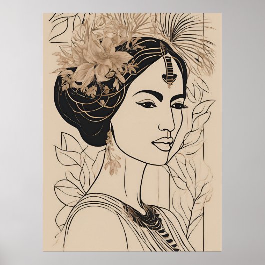 Divine Goddess Line Art ポスター (正面)