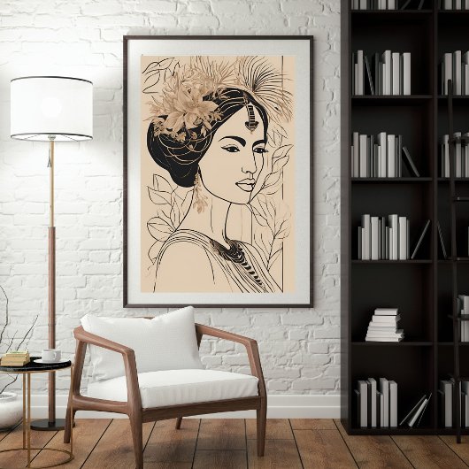 Divine Goddess Line Art ポスター