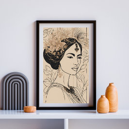 Divine Goddess Line Art ポスター