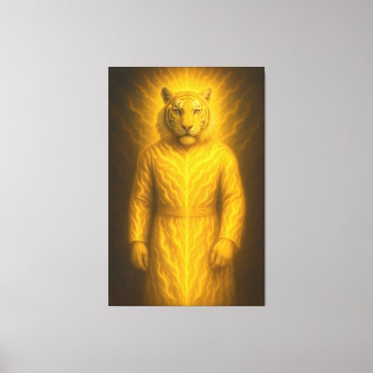 Divine Golden Tiger Guardian – Sacred Humanoid Spi キャンバスプリント (正面)