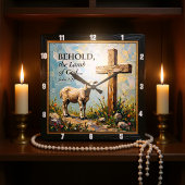 Divine Grace: John 1:29 Time スクエア壁時計