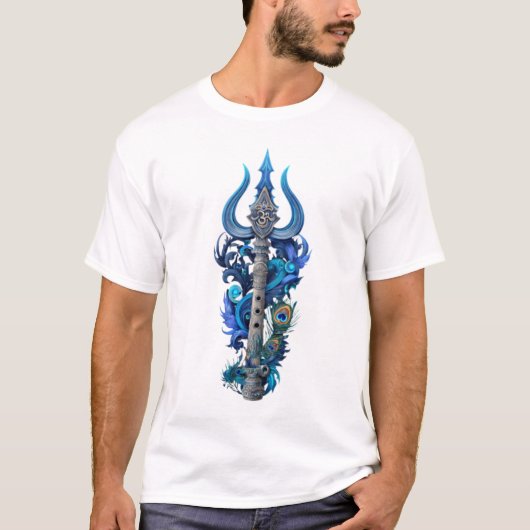 Divine Harmony: Shiva-Krishna Spiritual Fusion Tee Tシャツ (正面)