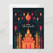 Divine Illumination: A Diwaliお祝い シーズンポストカード (正面/裏面)