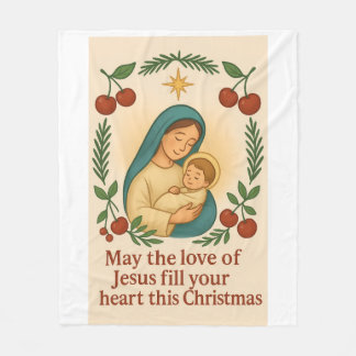 Divine Love Christmas Blanket – Baby Jesus  フリースブランケット