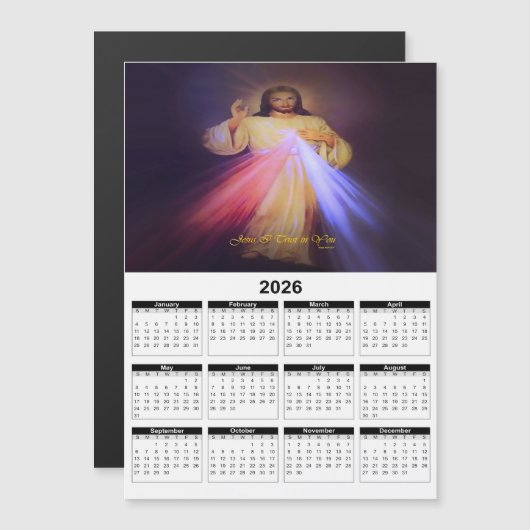Divine Mercy ゴールド 2026年 カレンダー (正面/裏面)