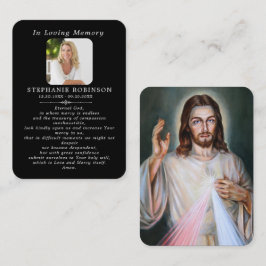 Divine Mercy Catholic Funeral Black Prayer Card 名刺