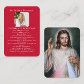 Divine Mercy Catholic Funeral Red Prayer Card 名刺 (正面/裏面)