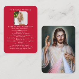 Divine Mercy Catholic Funeral Red Prayer Card 名刺