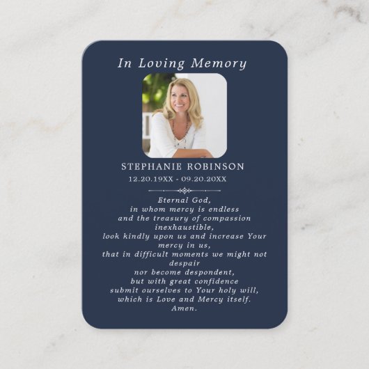 Divine Mercy Catholic Jesus Funeral Prayer Card 名刺 (正面)