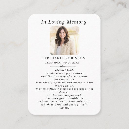 Divine Mercy Catholic Jesus Funeral Prayer Card 名刺 (正面)