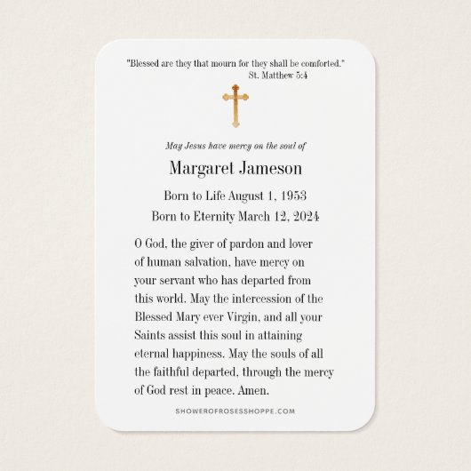 Divine Mercy Jesus Catholic Funeral Holy Card - (裏面)