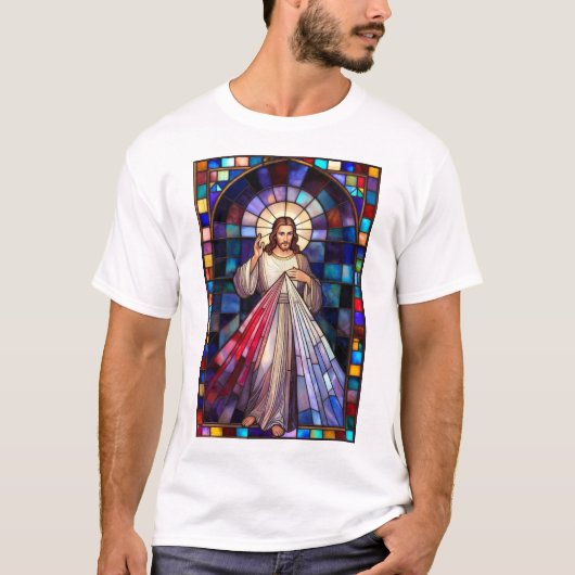 Divine Mercy Jesus Men's Tee Shirt Tシャツ (正面)