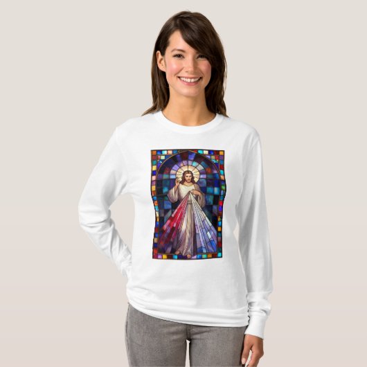 Divine Mercy Jesus Women's Long Sleeve Tee Shirt Tシャツ (正面フル)
