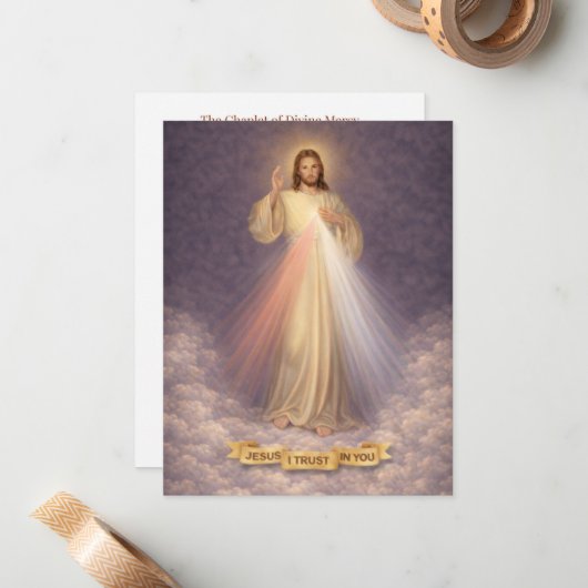 Divine Mercy of Jesus Chaplet Prayer Religious ノートカード (正面/裏面インサイチュ)
