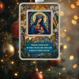 Divine Motherhood Madonna & Baby Jesus Golden Halo シルバープレートフレームオーナメント