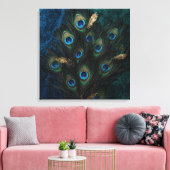 Divine Peacock Feathers Wall Art | Boho Spiritual  キャンバスプリント (インサイチュ (リビング))
