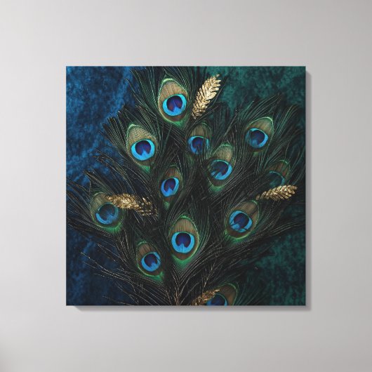 Divine Peacock Feathers Wall Art | Boho Spiritual  キャンバスプリント (正面)