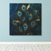 Divine Peacock Feathers Wall Art | Boho Spiritual  キャンバスプリント (インサイチュ (ウッドフロア))